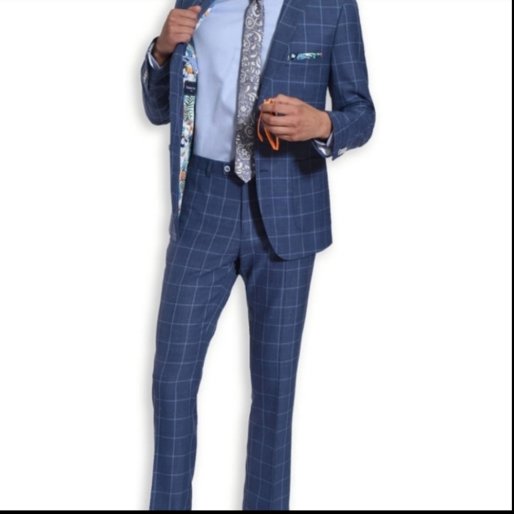 Paisley & Gray - Dover Notch Jacket - Slim- Navy & Light Blue